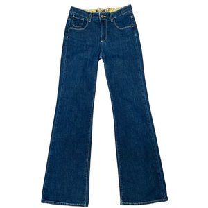 Paige Roxley wide leg flare dark wash high waisted denim jeans size 28